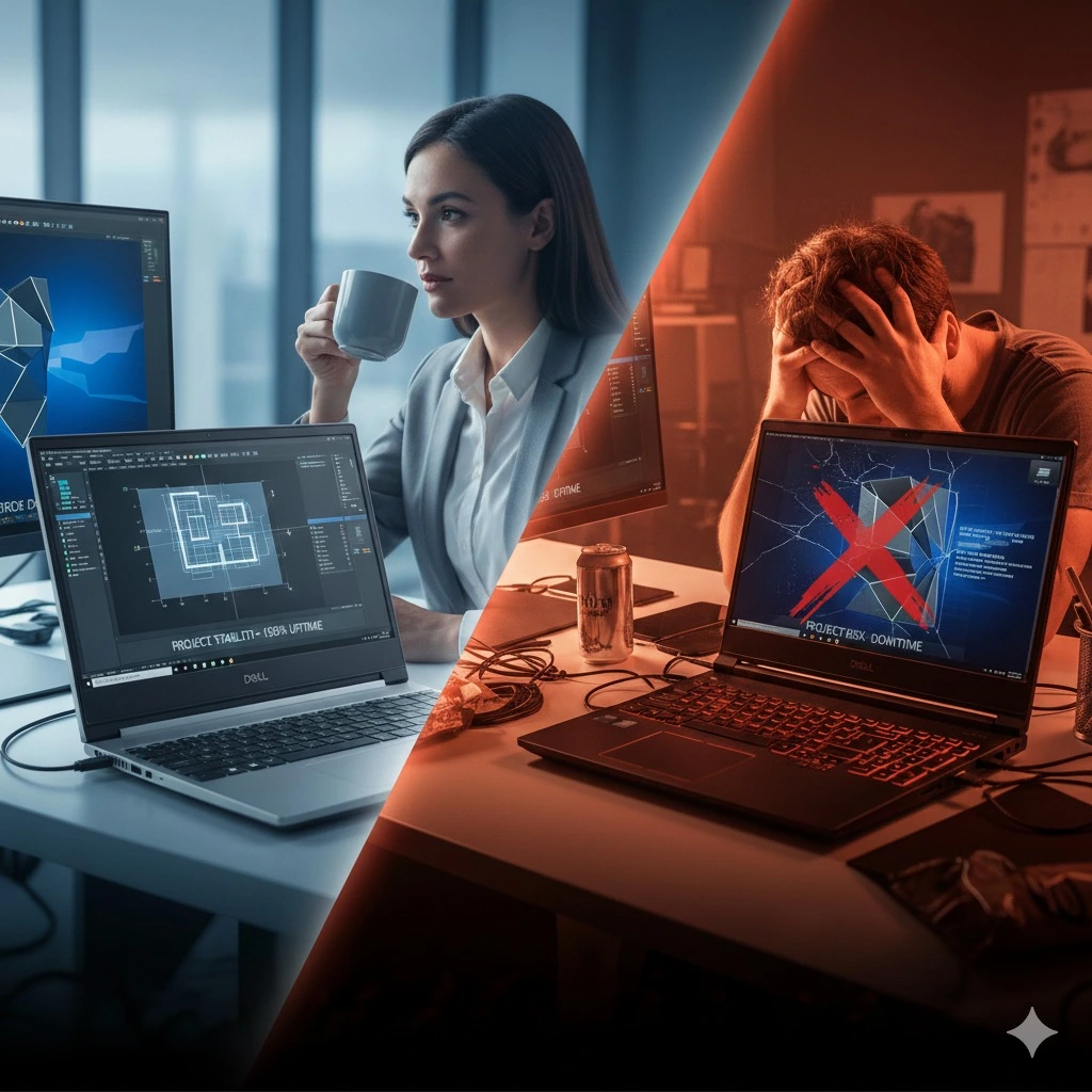 A Armadilha do Notebook Gamer: Por que sua Empresa Precisa de uma Workstation