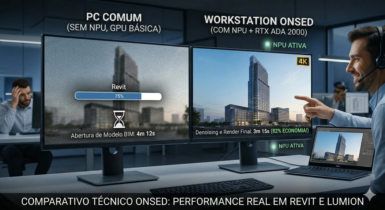 NPU inteligência artificial, benchmark Revit Lumion, Dell Precision 5690.